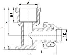 HS310-007 Comp Wallplate Elbow Flared Female