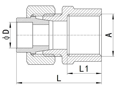 HS340-006 End-Feed Straight Union Connector Female