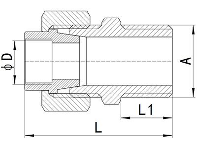 HS340-007 End-Feed Straight Union Connector Male